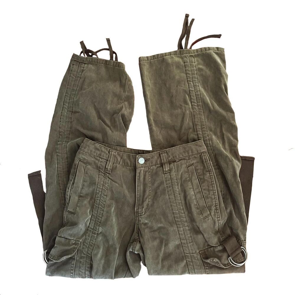olive brown ruched cargo pants